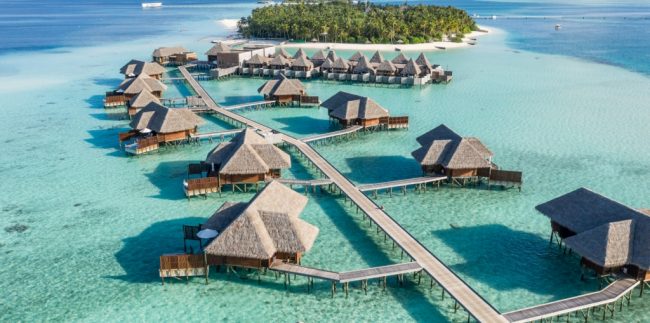 CONRAD MALDIVES - Hero_Aerial_The Spa Retreat_Rangali Finolhu Island_credit Justin Nicholas - hi-res covered